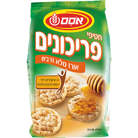 חטיפי פריכונים אורז מלא ודבש אסם