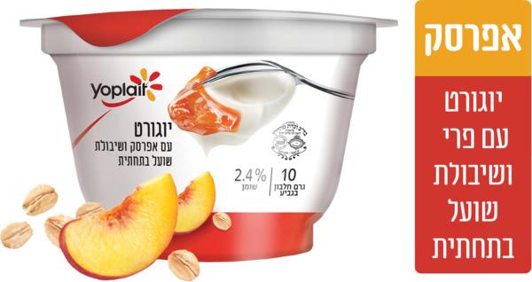 ארוחה בקטנה יוגורט יופלה עם אפרסק ושיבולת שועל בתחתית