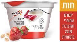 ארוחה בקטנה יוגורט יופלה עם תות ושיבולת שועל בתחתית