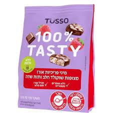 מיני פריכיות אורז מצופות שוקול חלב ותות שדה טוסו זוג ב 9.9 ש״ח